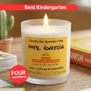 Spanish Teacher Candle Gift, Personalized Teacher Gift, Smells Like Teacher Candle, Custom Name Candle, Spanish Teacher Appreciation Gift