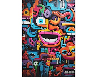 カラフルなグラフィティキャンバスプリント：ポップアートのオフィスの