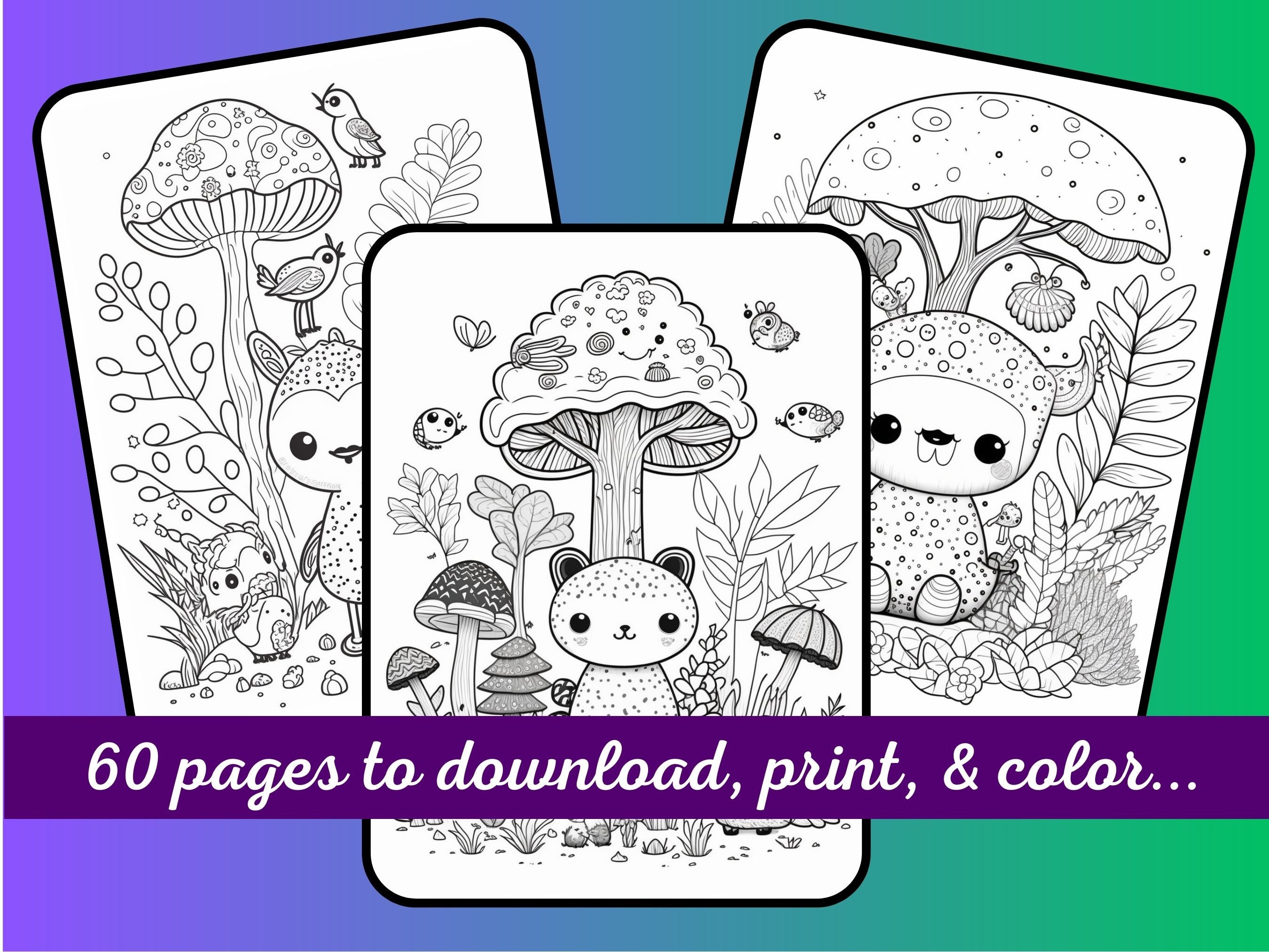 Whimsy Creatures Coloring Book: 60 Printable Pages (PDF & JPG) - Etsy