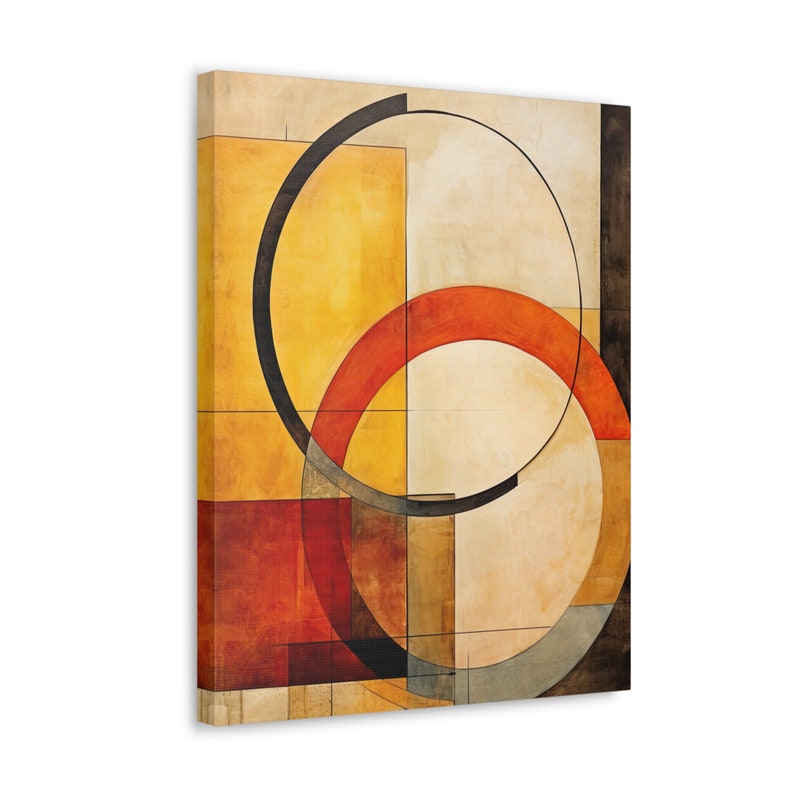 Warm Colors Abstract Circle Art Canvas Gallery Wrap Stretched Canvas 1.
