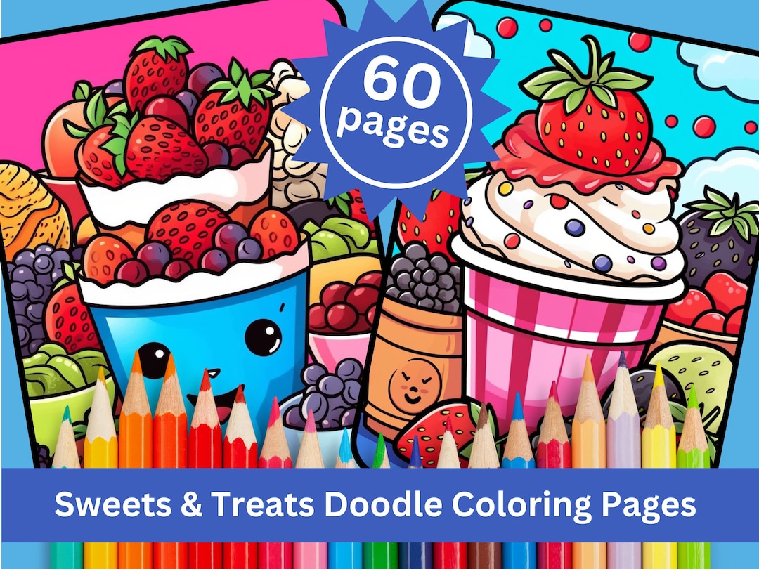 Sweets &amp; Treats Doodle Coloring Pages | Creative Sweets Color Designs ...