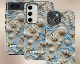 Sea Shells Case Phone Cover: Coastal Beach Style, Durable Dual Layer Design (Fits iPhone 11-15, Matte or Glossy)