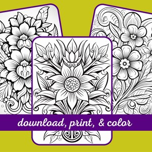 Mexican Flower Pattern Coloring Pages Adult Coloring Book - Etsy