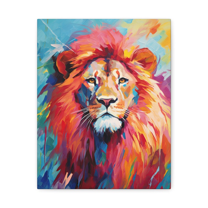 Printed Abstract Colorful Lion Wall Art | Canvas Gallery Wrap ...