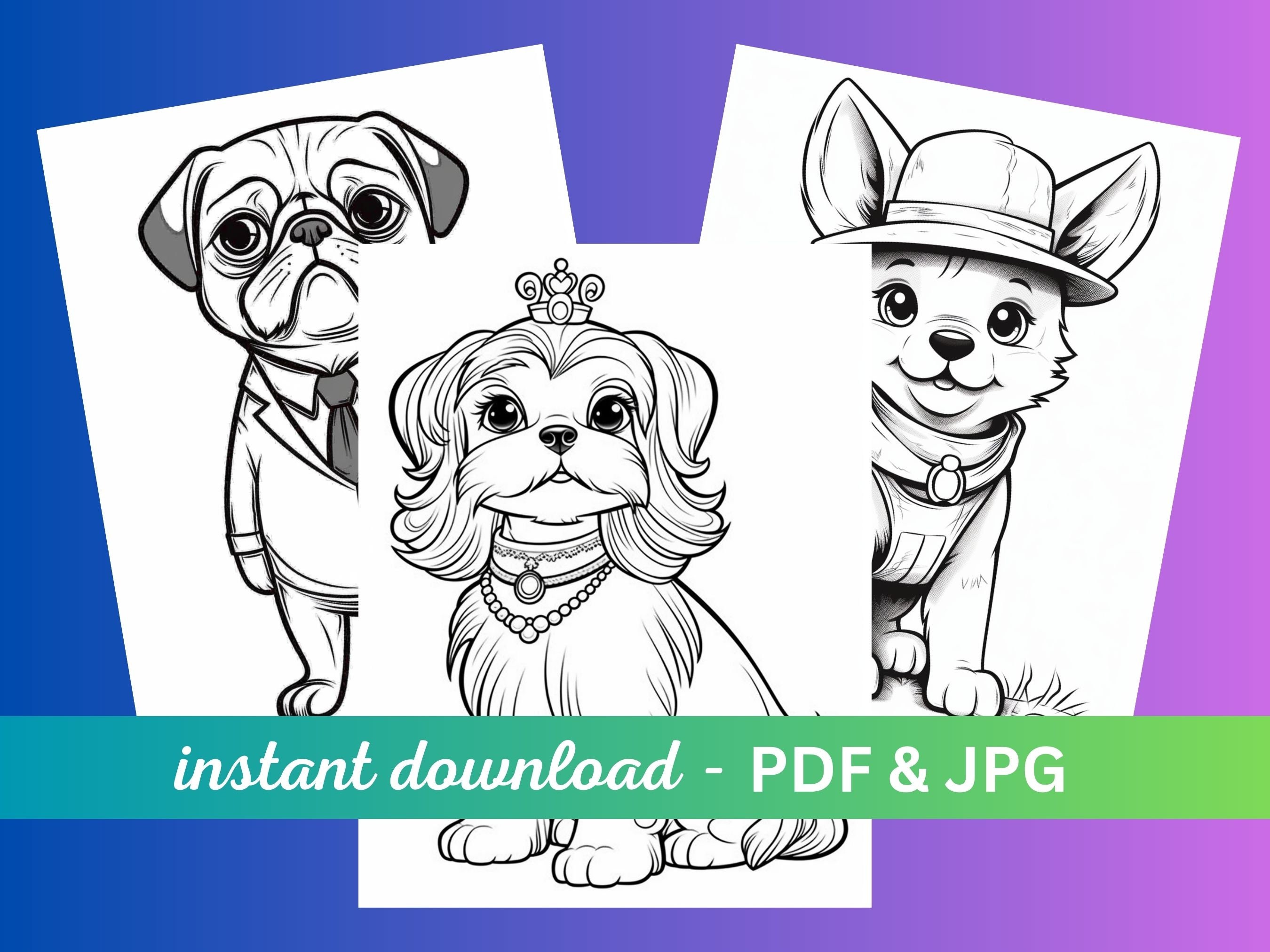 Puppy Dogs Dressed up Creative Coloring Book 50 Pages - Etsy