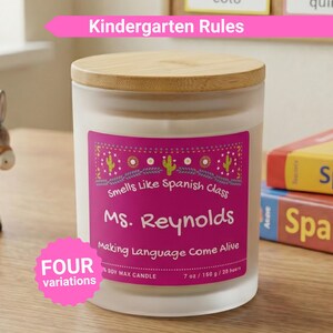Funny Spanish Teacher Candle, Personalized Teacher Gift, Smells Like Teacher Candle, Custom Name Candle, Spanish Teacher Appreciation Gift