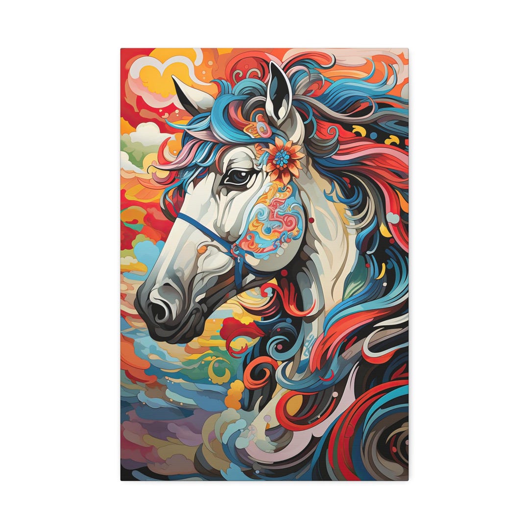 Colorful Horse Portrait Canvas Print | Contemporary Wall Art - Etsy