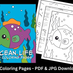 Ocean Life Coloring Pages | Adult Coloring Book | 60  Coloring Pages | Printable PDF & JPG Instant Download