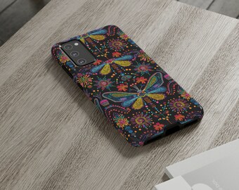 Beaded Phone Case Butterfly Style: Durable Floral Design, Glossy or Matte Finish (iPhone & Samsung Compatible, Dual Layer)