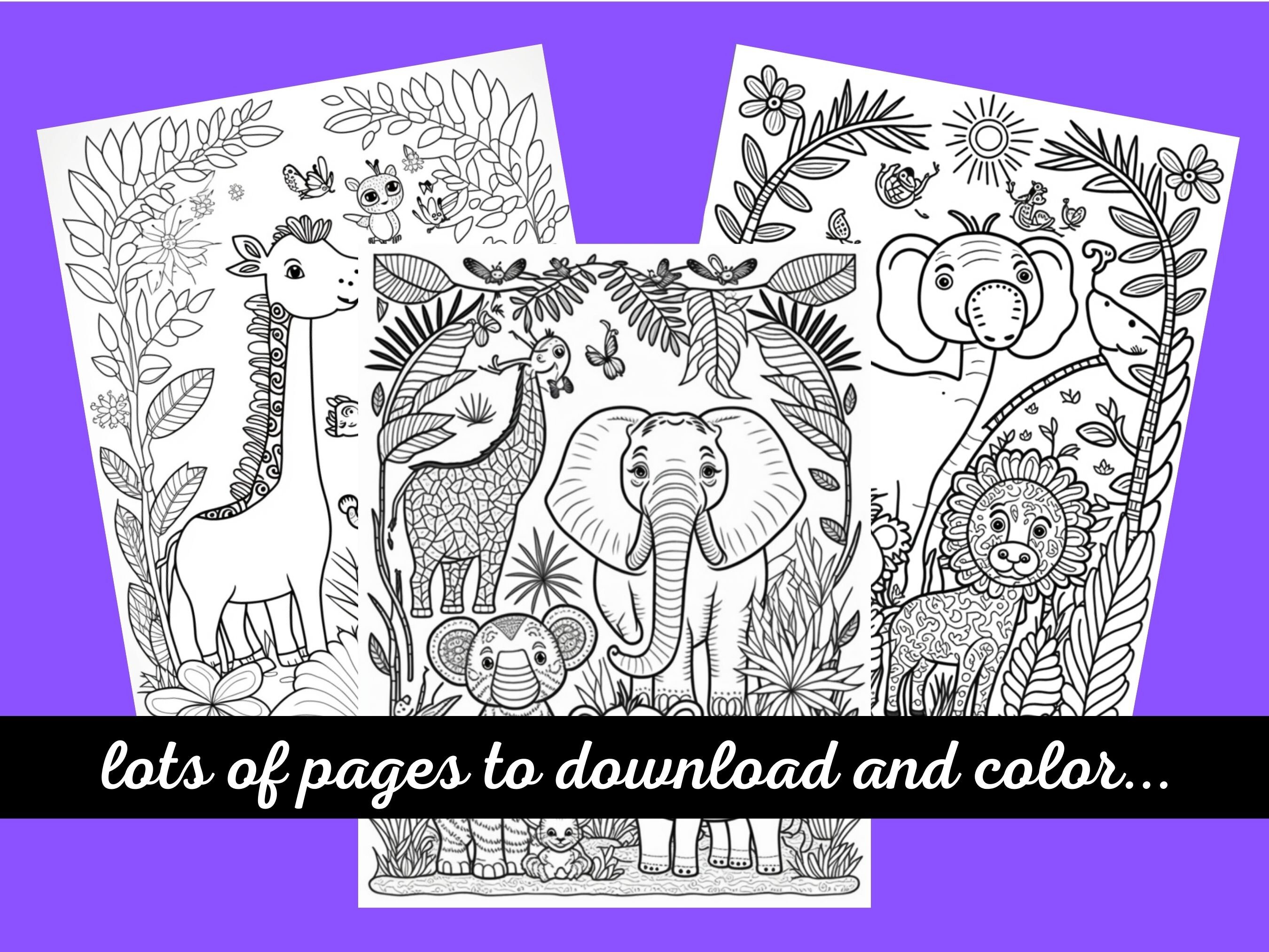 Libro para colorear de animales de la selva: 50 páginas imprimibles ...