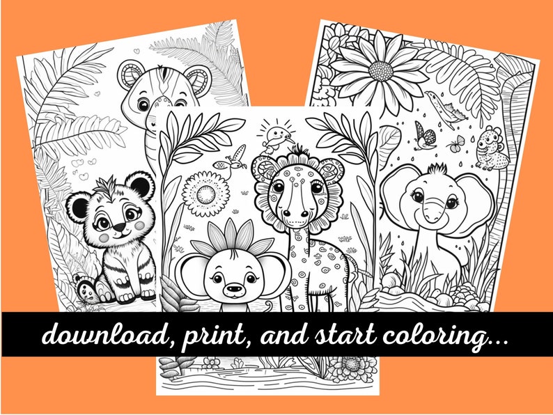 Libro para colorear de animales de la selva: 50 páginas imprimibles ...