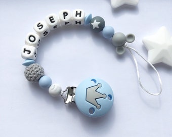 Personalised Baby Blue Mickey Mouse Sparkle Dummy Clip