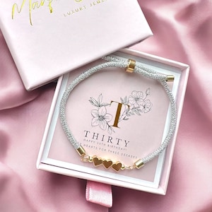 20th • 30th • 40th • 50th • 60th Birthday Gift For Her • Decades Heart Bracelet Gift • Women’s Bracelet Birthday Gift • Sister Gift