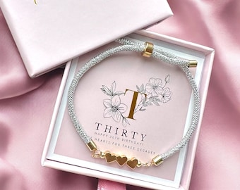 20th • 30th • 40th • 50th • 60th Birthday Gift For Her • Decades Heart Bracelet Gift • Women’s Bracelet Birthday Gift • Sister Gift