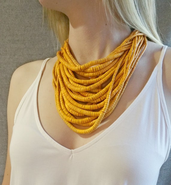 Dyed Wooden Bead Multi-Strand Necklace