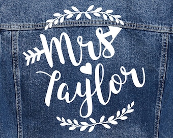 Personalized Hen Party Iron-On Decal, Custom Name Mrs Surname, Bridal Party Heat Transfer, Works on Cotton, Satin, Denim, Easy Application