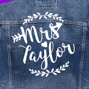 Personalisierte Junggesellinnenabschieds-Aufkleber zum Aufbügeln | Aufbügelaufkleber für Denim-Jeans | Benutzerdefinierter Namensaufkleber zum Aufbügeln | Benutzerdefinierter „Future Mrs“-Aufkleber