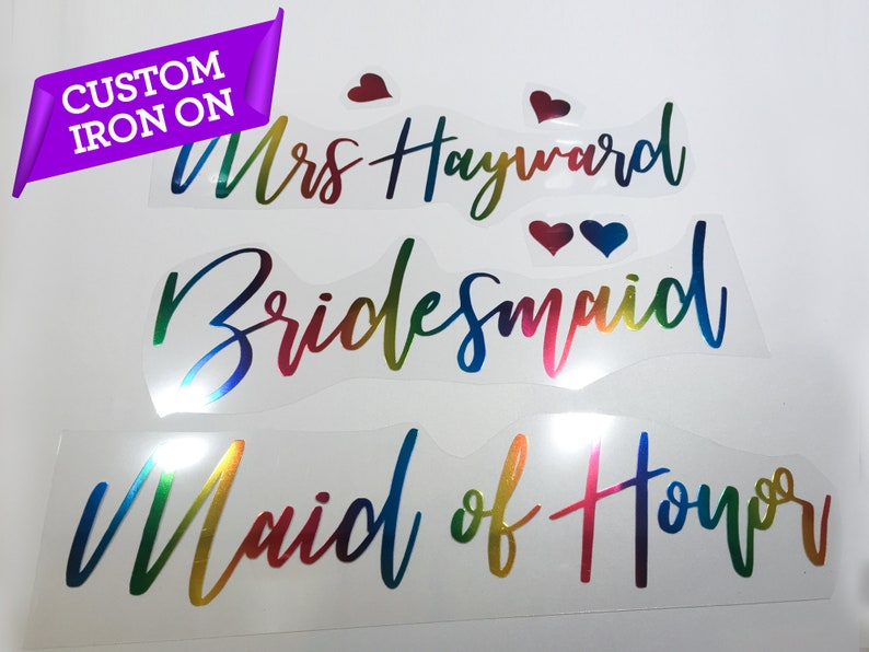 Rainbow Personalised Iron On Transfers, Custom Pride Iron On Transfer, Iron On Names, Iron On Letters, Iron On Transfers, Custom Design image 1