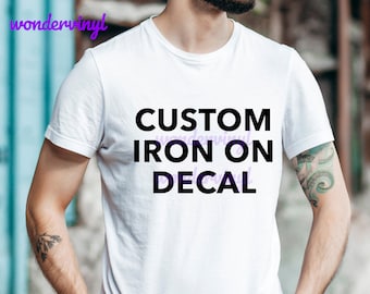 Personalized Iron-On Decal – Custom Design & Logo Heat Transfer, Easy DIY Application, Works on All Fabric Types, Multi Fonts, 28 Colors