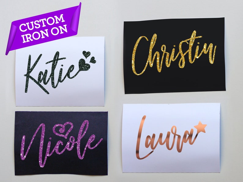 Personalised Iron on Name Decals Custom Iron on Name Decals Etsy
