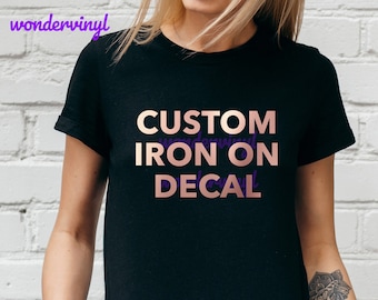 Personalized Iron-On Name Decals, Custom Vinyl Transfers for T-Shirts, Jumpers, Cushions, Multi Fonts, 28 Colors, Easy DIY Home Application