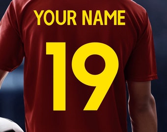 Custom Iron-On Sports Jersey Name & Number, Football, Rugby, Basketball, Tennis, Premier League Style