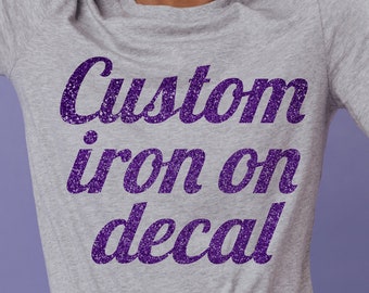 Personalized Iron On Name Decals, Custom Name Transfers, Glitter Bride Logo Heat Transfer, 28 Colours, Multi Fonts, Unique Designs