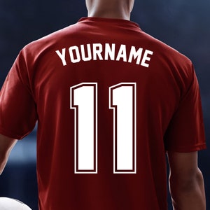 Numero e nome della maglia sportiva personalizzati da stirare, numero personalizzato del nome del kit da calcio, decalcomania in vinile, numero della maglia delle magliette della squadra personalizzate
