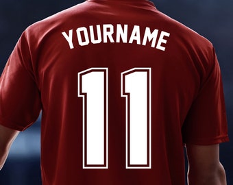 Custom Iron-On Jersey Number & Name – Personalized Football, Rugby, and Sports Kit Vinyl Decal