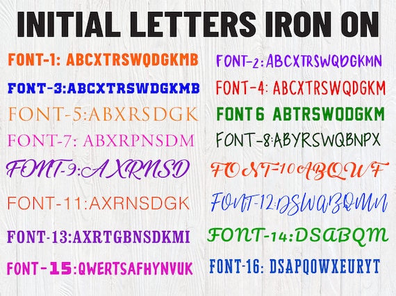 Single Initial Letters Iron On, Custom Initials Heat Transfer