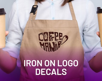 Decalcomania in vinile termoadesiva con logo personalizzato - Trasferimento di tessuto fai da te per marchi, magliette, grembiuli, uniformi e gilet, disponibile anche in grandi quantità