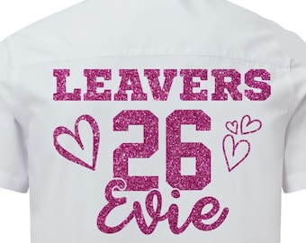 Custom Name 2026 Leavers Iron-On Vinyl Decal – Personalised Decals Graduation DIY T-Shirt & Hoodie Customisation - Heat Transfer Only