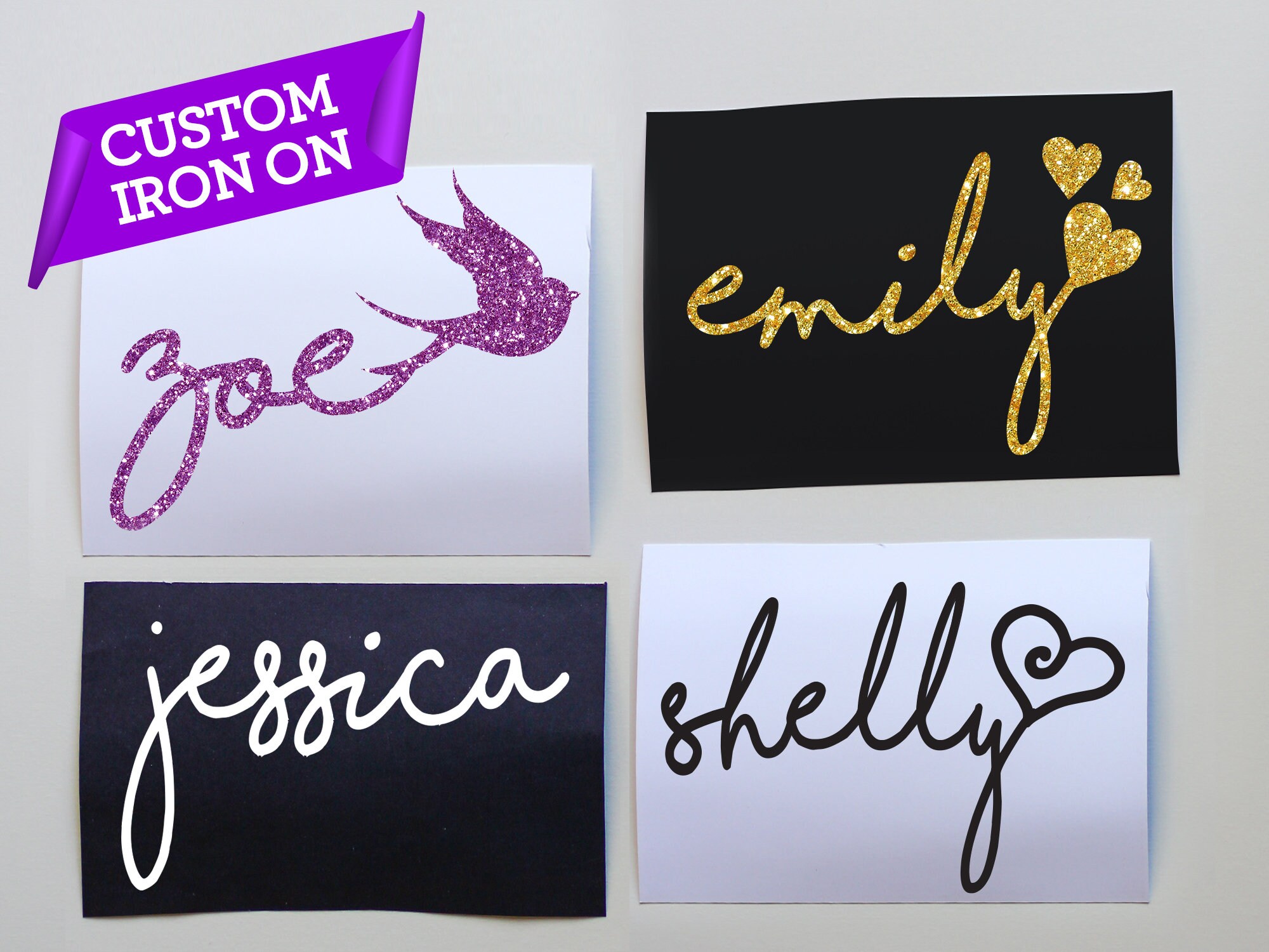 Personalised iron on name decals custom heat transfer name Etsy