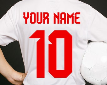 Custom iron-on Football t-shirt Name and Number | Football Jersey Number and name | Personalized Spanish National Team Kit Name and Number