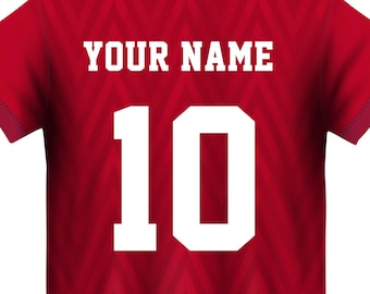 Custom Iron-On Sport Kit Name & Number – Football, Rugby, Tennis, Basketball Jersey Decal, Multi-Color, Bold Style
