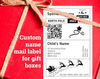 Personalized Santa Mailing Label, Special Delivery Christmas Sticker, Royal Mail Style Gift Tag, Custom North Pole Label