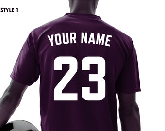 Custom Name Number Sports Shirt Vinyl Transfer | 6 Designs | 34 Colors | Durable, Washable | Professional Quality | Football Name Decals
