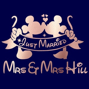 Custom Disney Bügeln, Mr and Mrs Mickey und Minnie Bügeln, Just married Bügeln, Mickey und Minnie Kissing Bügeln, Custon Bügeln auf Namen
