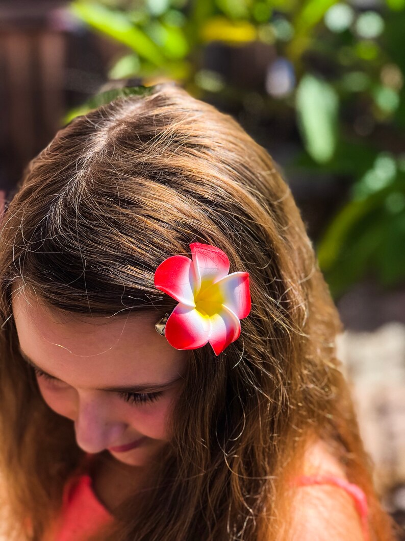 Lanai Flower Hair Clip Plumeria Hair Clip Red Plumeria Hair Etsy