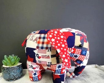Éléphant en patchwork adorable - Patron de couture DIY (téléchargement instantané)