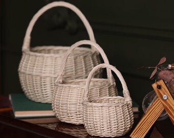 Picnic Wicker Basket,Small Wicker Basket, Picnic basket,, Wicker Market Shopping, Easter Basket, Wicker Basket, Flower Girl Basket