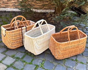 Big basket with handles garden, Large Wicker Basket, Large Gathering Basket, Firewood Basket, Big Display Basket, Willow Basket, Harvest