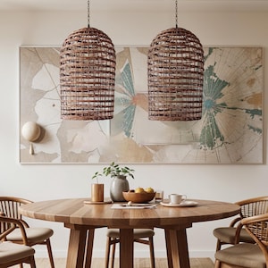 Custom rattan pendant light, wicker lampshade, hanging lamp, indoor and outdoor pendant light, woven lamp shade, handmade ceiling light