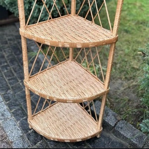 Corner shelf, rattan bookcase, wicker shelf, rattan cabinet, corner bookcase, wicker furniture, handmade furniture, shelving unit