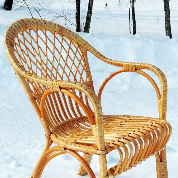 Wood Lounge Chair, Garden Chair, Outdoor Patio Chairs, Backyard Decor, Housewarming Gift, Gift For Dad, Lounge Chair, Wicker Chair