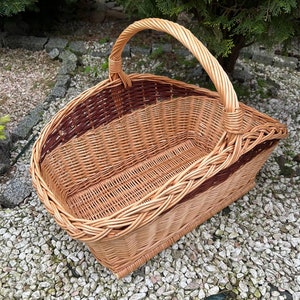 Large wicker basket, Large gathering basket, Firewood holder, Large display basket, Willow basket, Fireplace furniture and decor, Wood storage