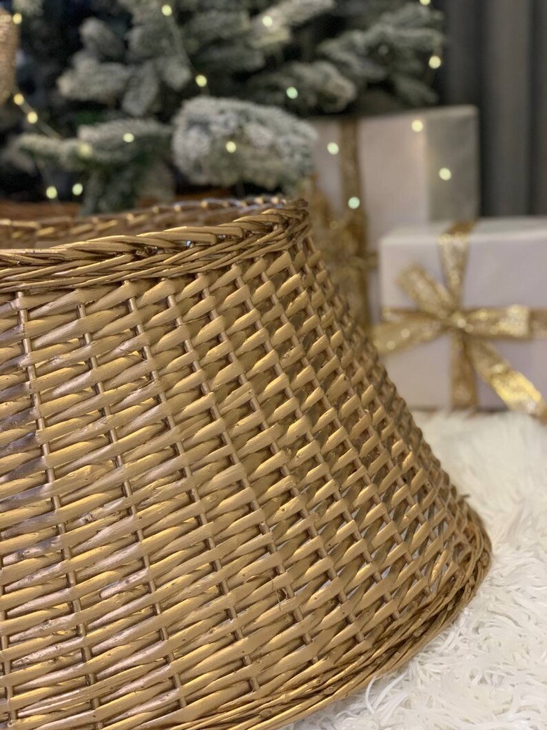 Tree Skirt, Christmas Wicker Home Decor, Christmas Basket Wicker