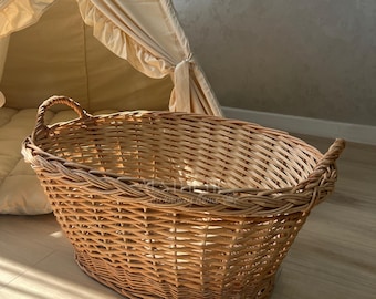 籐の入れ子式バスケット：蝶番付きボヘミアン風ファームハウス