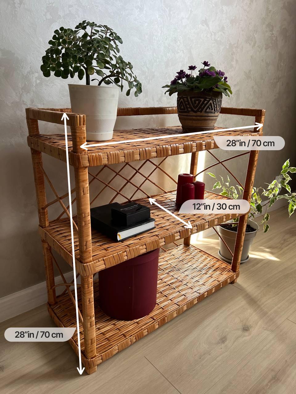 Upcycle Rattan Bookcase Small Rattan Bookcase, Wicker Bookcase, Wicker Shelf, Boho Plant Stand ...