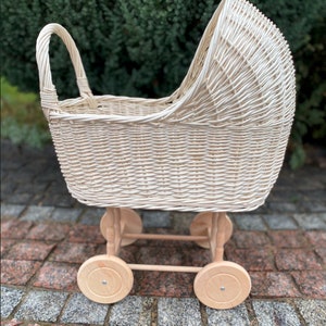 Wicker Baby Carriage, Doll Stroller, Doll Pram, Wicker Doll Stroller, Wicker Doll Pram, Wicker Willow Doll Stroller